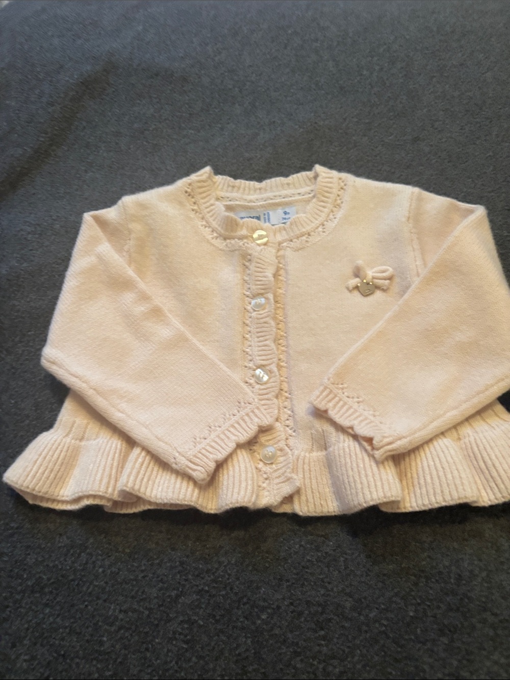 NWOT Mayoral Cardigan with Ruffle Hem and Bow